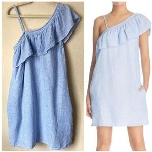 ⚡️Last Days! BeachLunchLounge XL Linen Blend One Shoulder Ruffle Dress